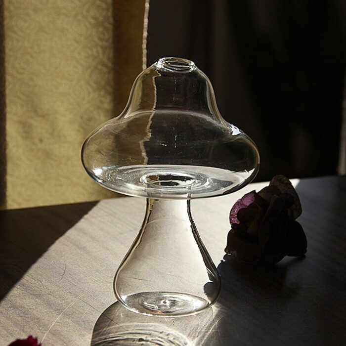 Mushroom Shaped Glass Vase Lovely Transparent Hydroponics Plant Vase Creative Glass Crafts Decor For Home Office 1