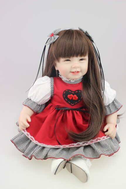 Npk 22 55cm Smile Simulation Cute Princess Girl Long Hair Beautiful Washable Doll Soft Siliconen Reborn 1