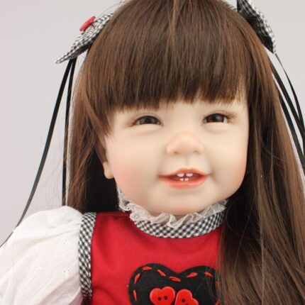 Npk 22 55cm Smile Simulation Cute Princess Girl Long Hair Beautiful Washable Doll Soft Siliconen Reborn