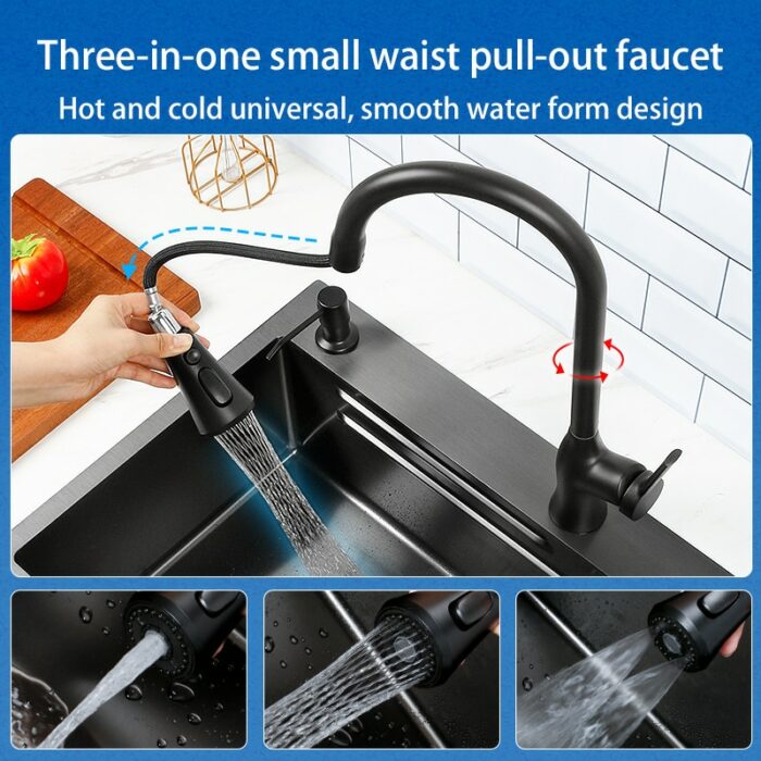 Nano 304 Stainless Steel Kitchen Sink Topmount Large Single Slot Bowl Wash Basin For Home Fixture 3