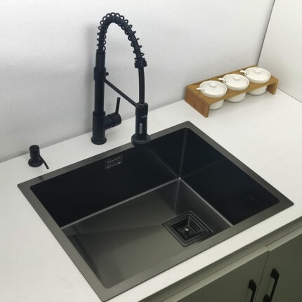 Nano Black Kitchen Sink Above Counter Or Udermount Sinks Vegetable Washing Basin 304 Stainless Steel Single 1