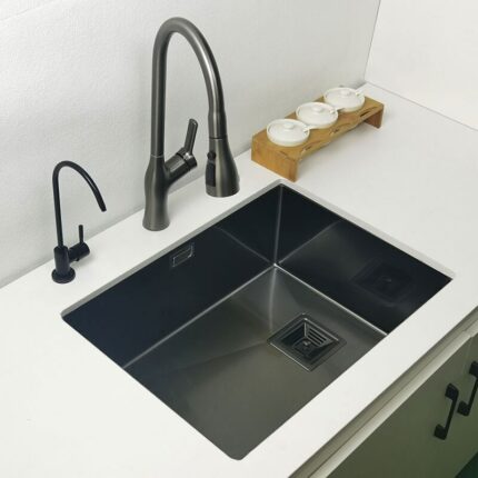 Nano Black Kitchen Sink Above Counter Or Udermount Sinks Vegetable Washing Basin 304 Stainless Steel Single