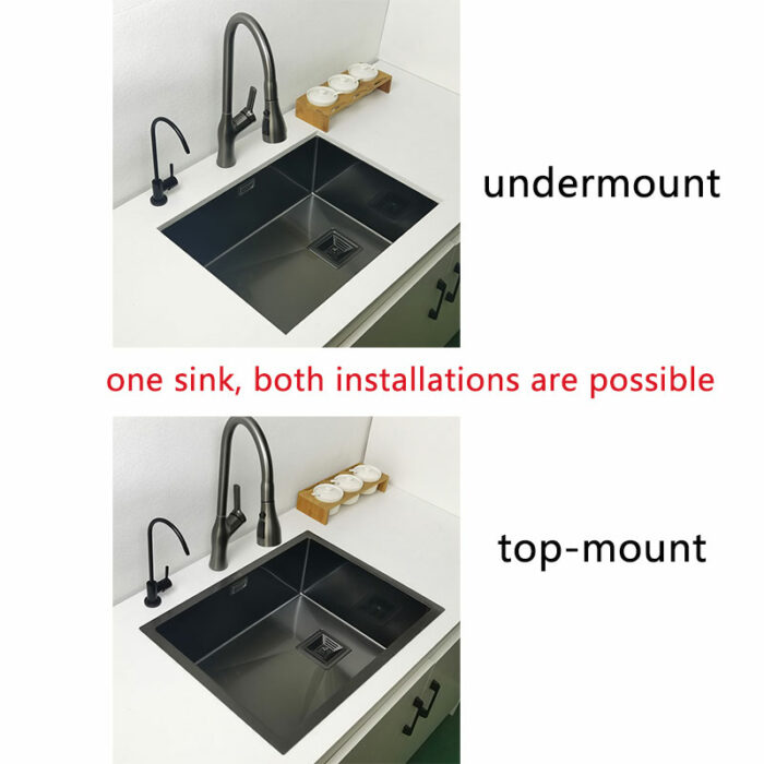 Nano Black Kitchen Sink Above Counter Or Udermount Sinks Vegetable Washing Basin 304 Stainless Steel Single 5