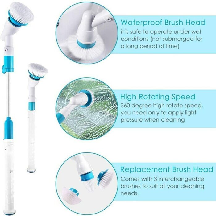 New Cordless Spin Scrubber Waterproof Cleaner Clean Bathroom Kitchen Cleaning Tools Set Adjustable Electric Cleaning Brush 3