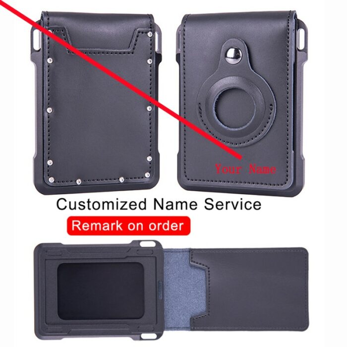 New Customized Name Airtag Men Wallets Genuine Leather Wallet Id Card Case Rfid Anti Theft Swipe 3