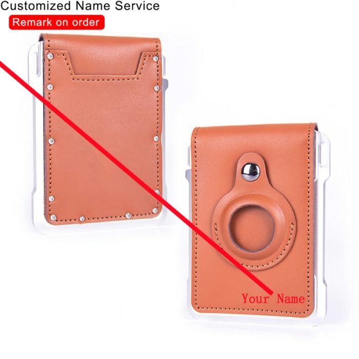 New Customized Name Airtag Men Wallets Genuine Leather Wallet Id Card Case Rfid Anti Theft Swipe 4