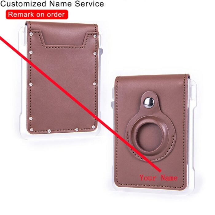 New Customized Name Airtag Men Wallets Genuine Leather Wallet Id Card Case Rfid Anti Theft Swipe 5