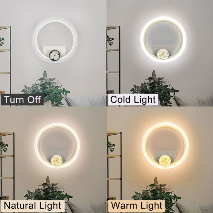 New Led Wall Lights Round Light Bedroom Bedside Living Room Stairs Hallway Decorate Lusters Lighting Indoor 4