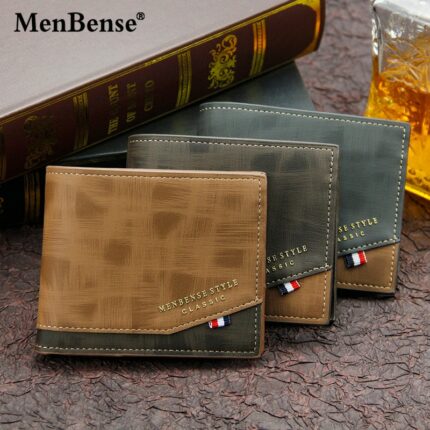 New Men S Wallet Short Cross Section Youth Tri Fold Wallet Stitching Business Multi Card Zipper 1