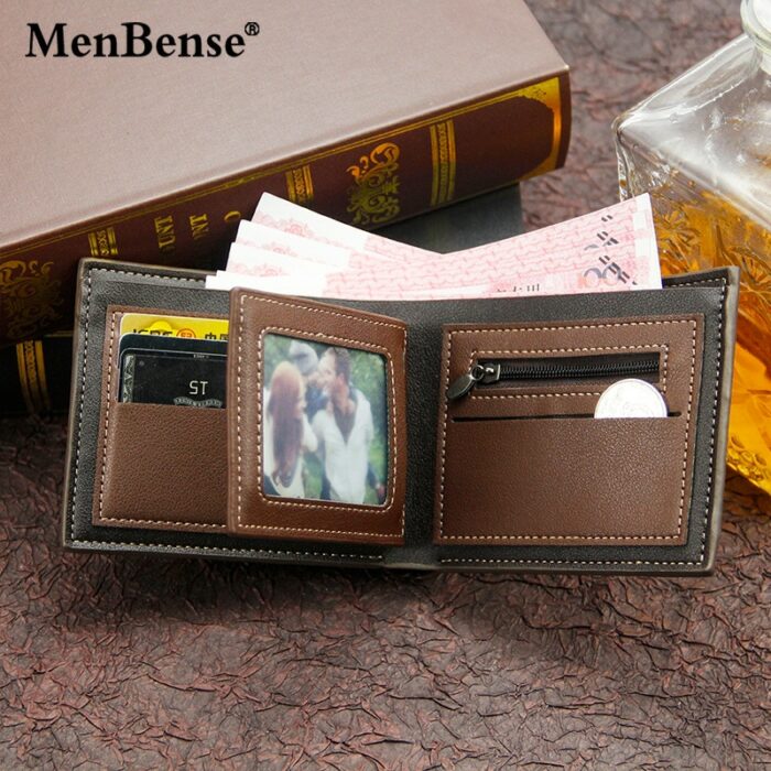 New Men S Wallet Short Cross Section Youth Tri Fold Wallet Stitching Business Multi Card Zipper 2