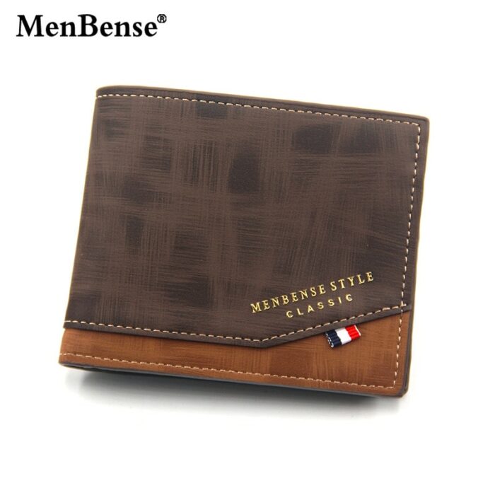 New Men S Wallet Short Cross Section Youth Tri Fold Wallet Stitching Business Multi Card Zipper 4