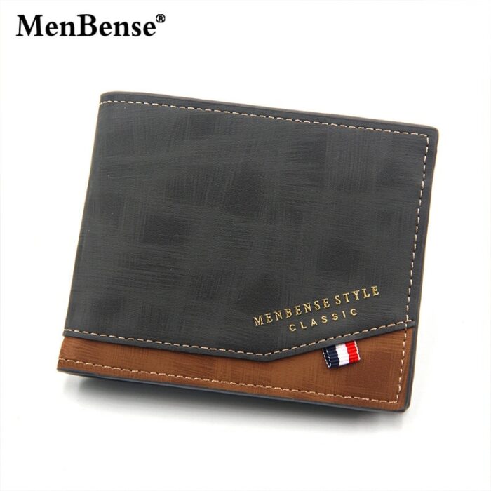 New Men S Wallet Short Cross Section Youth Tri Fold Wallet Stitching Business Multi Card Zipper 5
