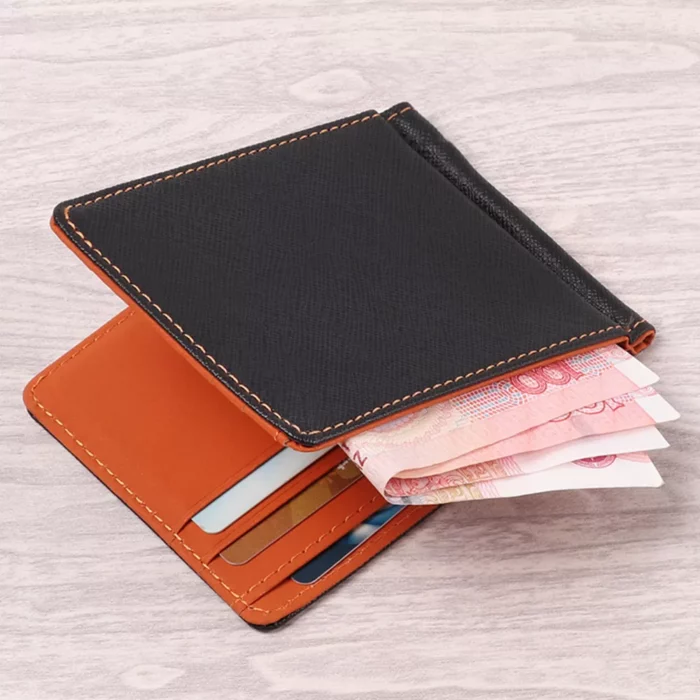 New Pu Leather Men Wallet Sollid Thin Bifold Money Clips Fashion Business Wallet Purse 2