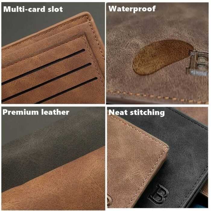 New Retro Men Leather Wallets Small Money Purses Design Dollar Price Top Men Thin Wallet With 4