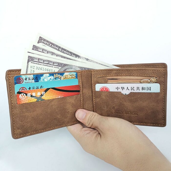 New Retro Men Leather Wallets Small Money Purses Design Dollar Price Top Men Thin Wallet With 5