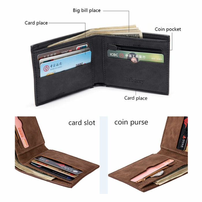 New Short Men Wallets Free Name Engraving Slim Card Holder Male Wallet Pu Leather Small Zipper 2