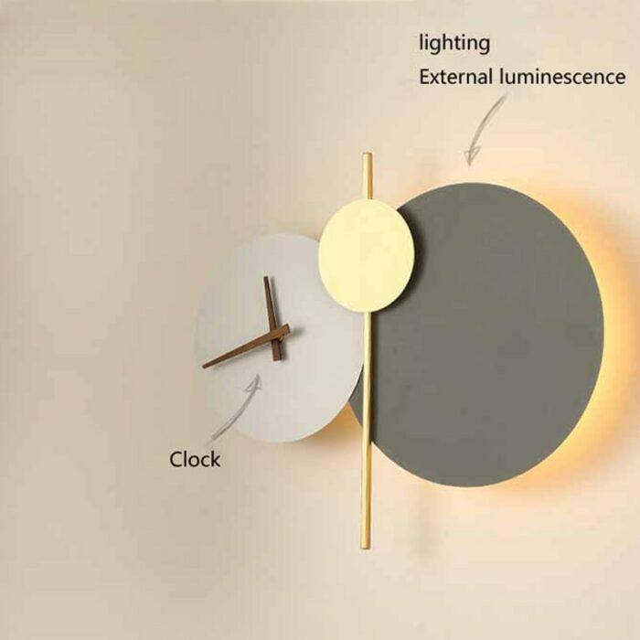 Nordic Designer Led Wall Light Round Clock Creative Wall Lamp For Living Room Hallway Art Sconce 3
