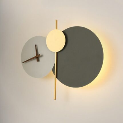 Nordic Designer Led Wall Light Round Clock Creative Wall Lamp For Living Room Hallway Art Sconce