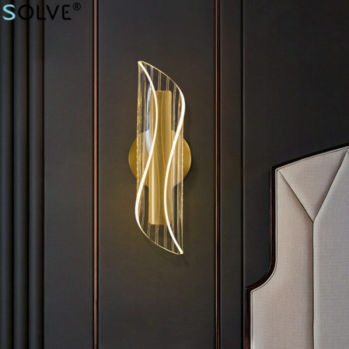 Nordic Light Luxury Led Wall Lights Gold 3 Color Light Creative Acrylic Bedroom Bedside Lamp Living 1