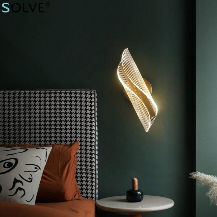 Nordic Light Luxury Led Wall Lights Gold 3 Color Light Creative Acrylic Bedroom Bedside Lamp Living 2