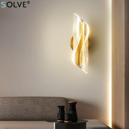 Nordic Light Luxury Led Wall Lights Gold 3 Color Light Creative Acrylic Bedroom Bedside Lamp Living