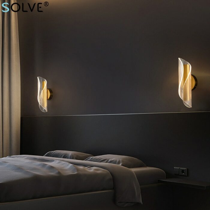 Nordic Light Luxury Led Wall Lights Gold 3 Color Light Creative Acrylic Bedroom Bedside Lamp Living 5