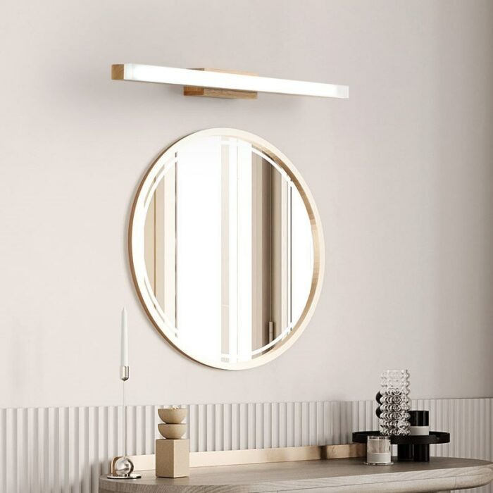 Nordic Solid Wood Led Mirror Light Wall Lamps For Bathroom Dresser Home Decoration S Bedside Bedroom 3