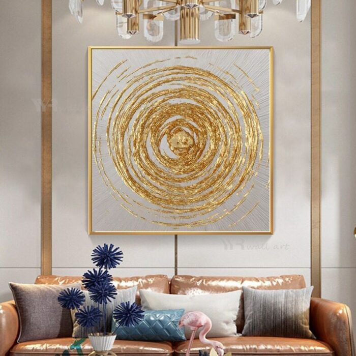 One Piece Gold Paintings On The Wall Texture Sliver Pictures For Living Room Handmade Canvas Oil 2