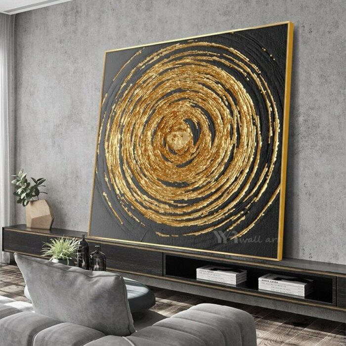 One Piece Gold Paintings On The Wall Texture Sliver Pictures For Living Room Handmade Canvas Oil 3