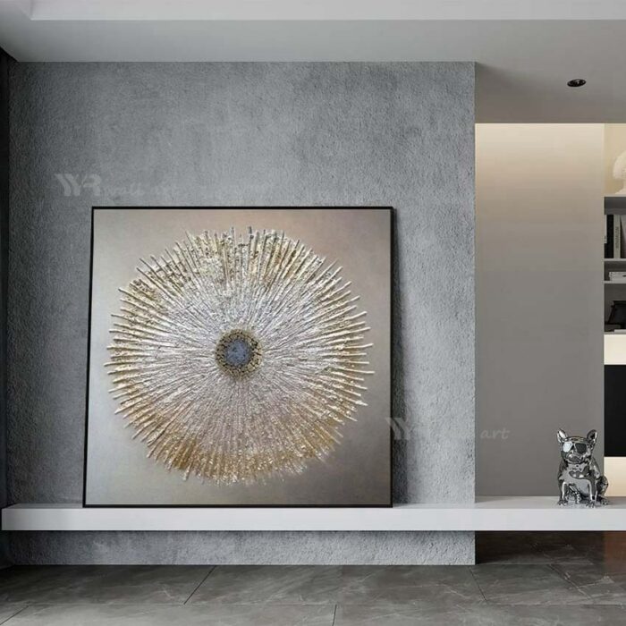 One Piece Gold Paintings On The Wall Texture Sliver Pictures For Living Room Handmade Canvas Oil 4