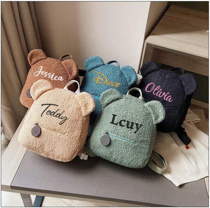 Personalised Embroidery Bear Backpack Embroidered Portable Children Travel Shopping Rucksack Women S Cute Bear Shoulder Backpack 3