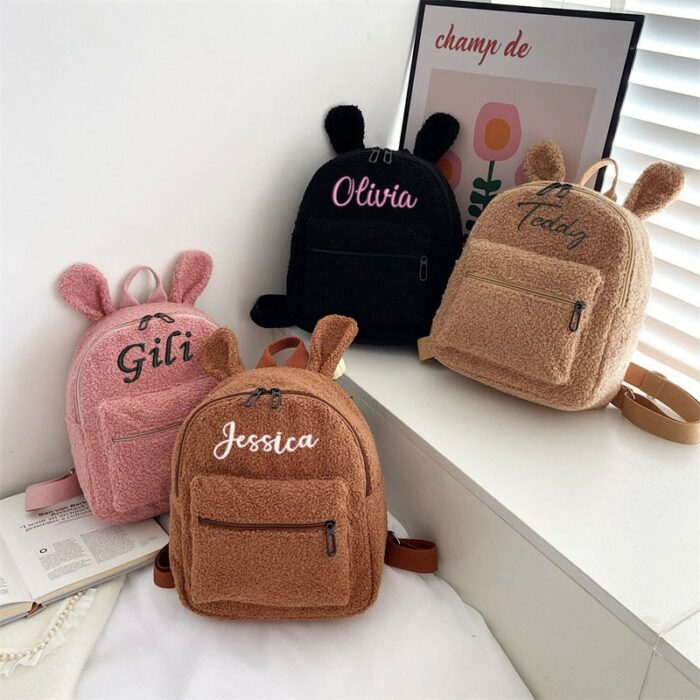 Personalized Embroidered Toddler Backpack Bag Lightweight Plush Bear Bag Kids Custom Name Backpack Gift For Boys 4