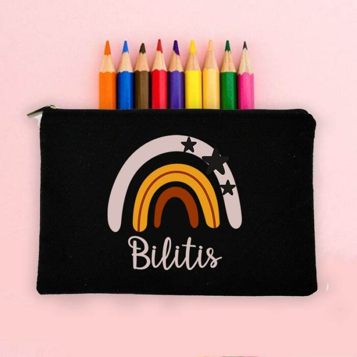 Personalized Pencil Bag Custom Rainbow With Name Stationery Supplies Storage Bags Student Large Capacity Pencil Case 2