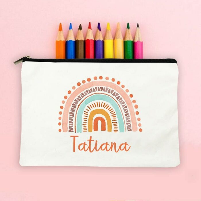 Personalized Pencil Bag Custom Rainbow With Name Stationery Supplies Storage Bags Student Large Capacity Pencil Case 3