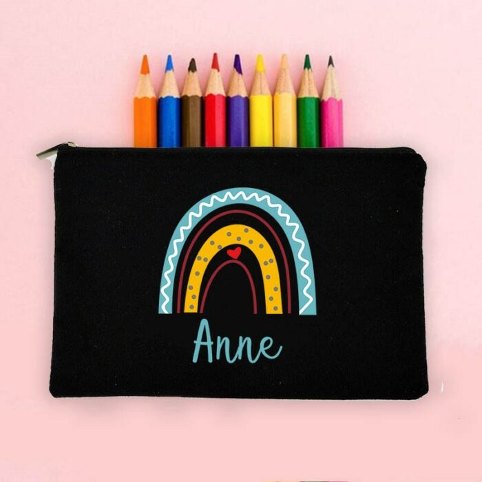 Personalized Pencil Bag Custom Rainbow With Name Stationery Supplies Storage Bags Student Large Capacity Pencil Case 4