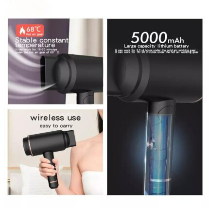 Professional Portable Household Ionic Blow Hair Dryer Hotel Use Rechargeable Wireless Cordless Hair Dryer 1