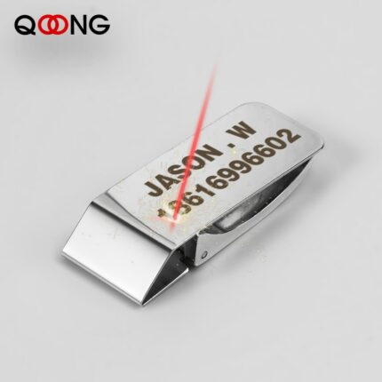 Qoong Custom Engraving Stainless Steel Two Colors Money Clip Holder Slim Pocket Cash Id Credit Card 1