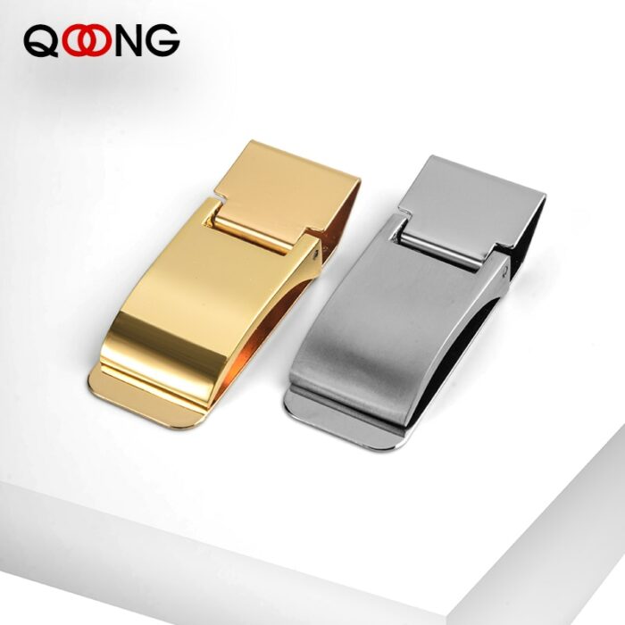 Qoong Custom Engraving Stainless Steel Two Colors Money Clip Holder Slim Pocket Cash Id Credit Card 2