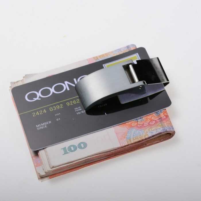 Qoong Custom Engraving Stainless Steel Two Colors Money Clip Holder Slim Pocket Cash Id Credit Card 4
