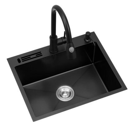 Rll 304 Stainless Steel Kitchen Sink Black Nano Sink With Knife Holder Handmade Sink Multifunctional Kitchen 1