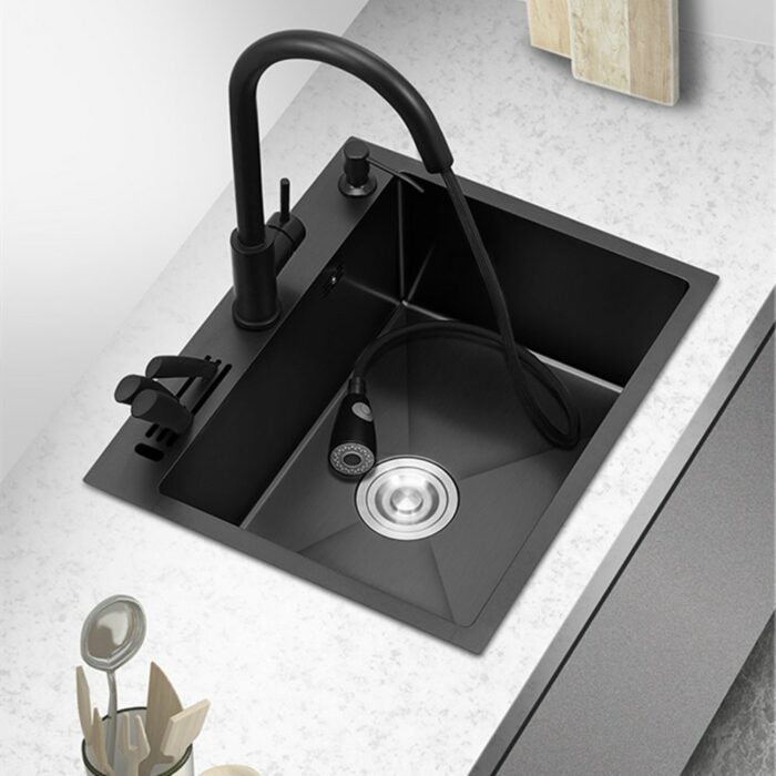 Rll 304 Stainless Steel Kitchen Sink Black Nano Sink With Knife Holder Handmade Sink Multifunctional Kitchen 3