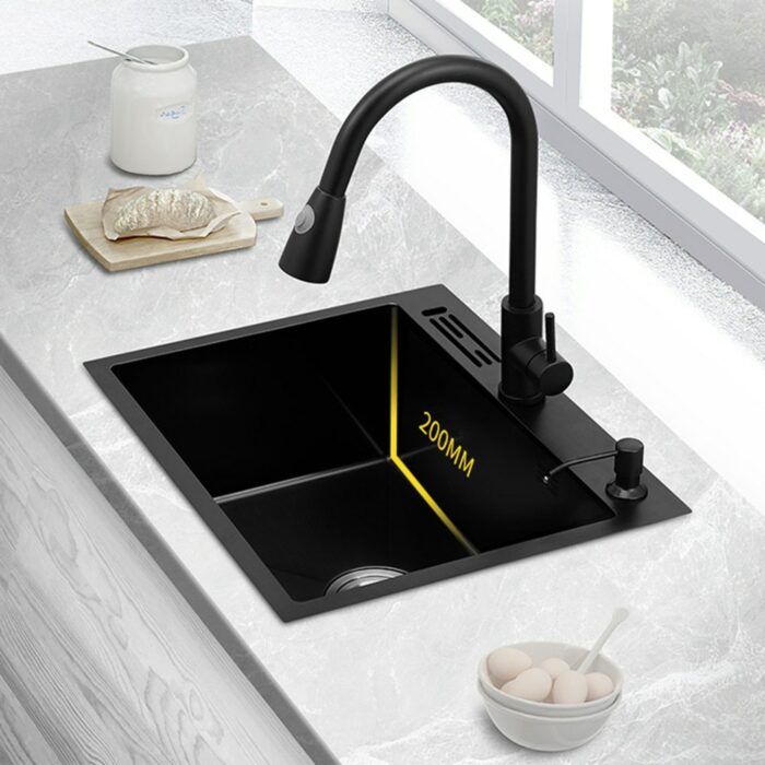 Rll 304 Stainless Steel Kitchen Sink Black Nano Sink With Knife Holder Handmade Sink Multifunctional Kitchen 4