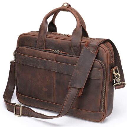 Retro Laptop Briefcase Bag Genuine Leather Handbags Casual 15 6 Pad Bag Daily Working Tote Bags