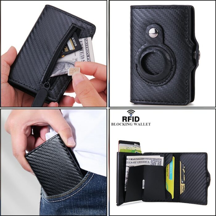 Rfid Airtag Wallet Money Bag Leather Card Holder Small Men Women Wallets Small Purse Air Tags 2