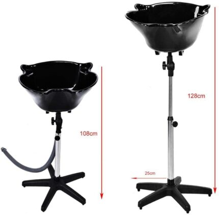 Salon Basin Shampoo Sink With Drain Portable Stainless Steel Pipe Support Adjustable Height Barbershops Hair Backwash 1