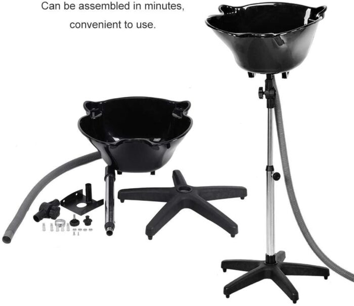Salon Basin Shampoo Sink With Drain Portable Stainless Steel Pipe Support Adjustable Height Barbershops Hair Backwash 2