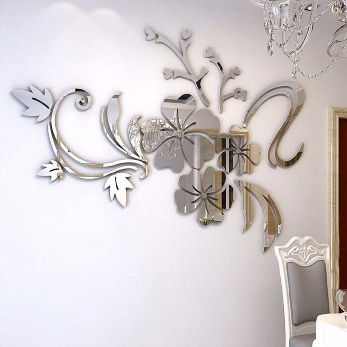 Self Adhesive Wall Sticker Flower Vine Modern Decal Waterproof Anti Static Harmless Removable Mirror Home Room 3