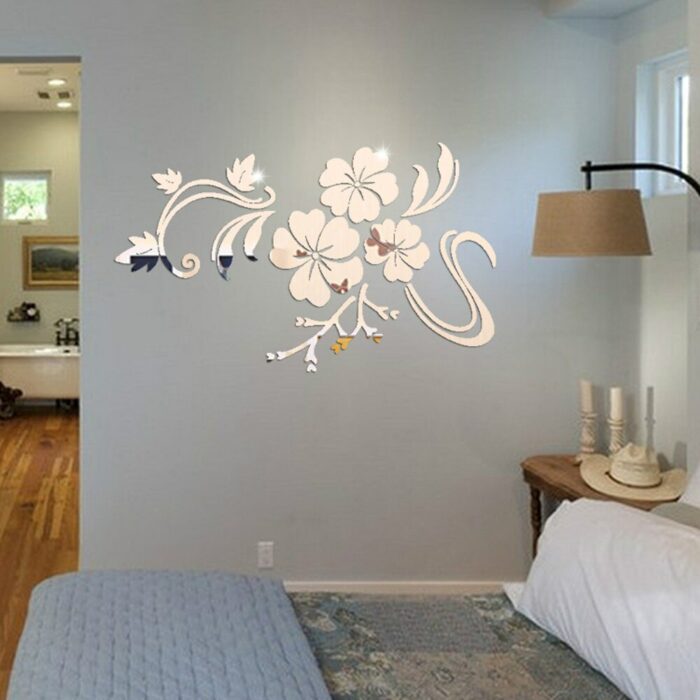 Self Adhesive Wall Sticker Flower Vine Modern Decal Waterproof Anti Static Harmless Removable Mirror Home Room 5