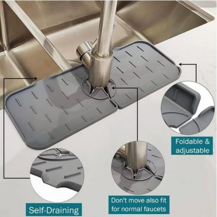 Silicone Kitchen Faucet Mat For Sink Sponge Drain Rack Foldable Sink Mat Faucet Splash Catcher Bathroom 1