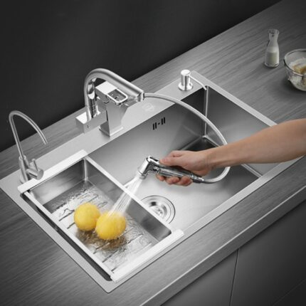 Silver Kitchen Sink 304 Stainless Steel Sinks Above Counter Or Undermount Installation Single Basin Bar Sink